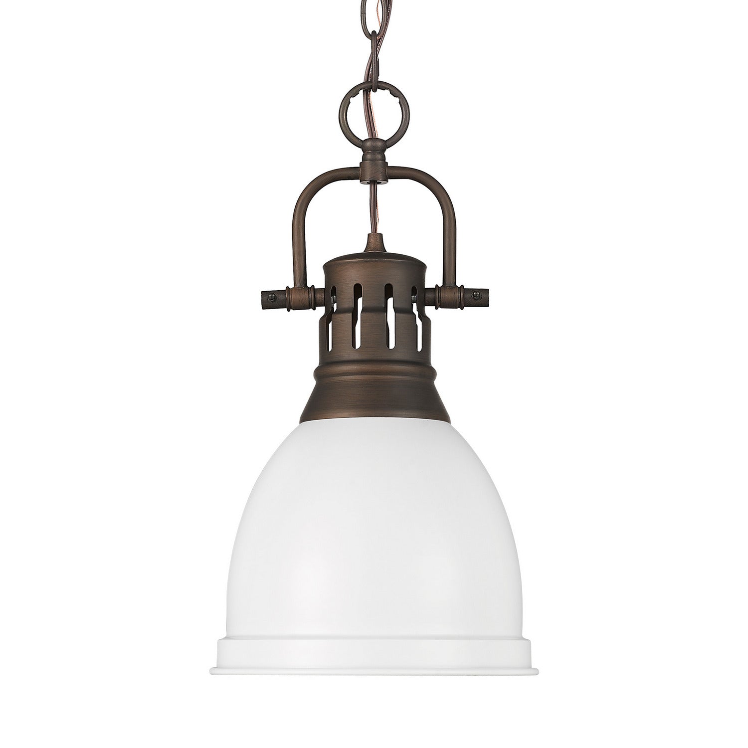 Golden - 3602-S RBZ-WHT - One Light Pendant - Duncan - Rubbed Bronze