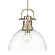 Golden - 3604-L AB-CLR - One Light Pendant - Duncan - Aged Brass