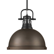 Golden - 3604-L BLK-RBZ - One Light Pendant - Duncan - Matte Black