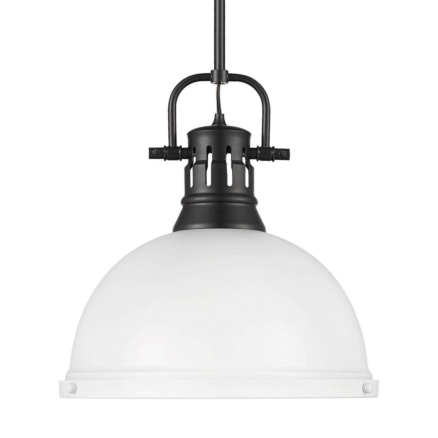 Golden - 3604-L BLK-WHT - One Light Pendant - Duncan - Matte Black