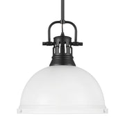 Golden - 3604-L BLK-WHT - One Light Pendant - Duncan - Matte Black