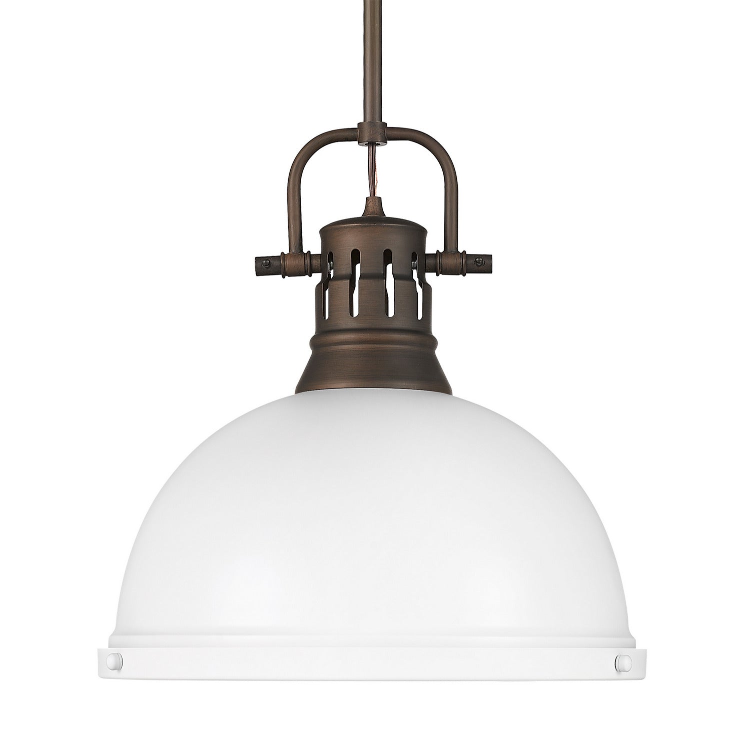 Golden - 3604-L RBZ-WHT - One Light Pendant - Duncan - Rubbed Bronze