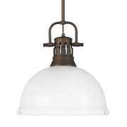 Golden - 3604-L RBZ-WHT - One Light Pendant - Duncan - Rubbed Bronze