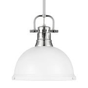 Golden - 3604-L CH-WHT - One Light Pendant - Duncan - Chrome