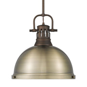 Golden - 3604-L RBZ-AB - One Light Pendant - Duncan - Rubbed Bronze