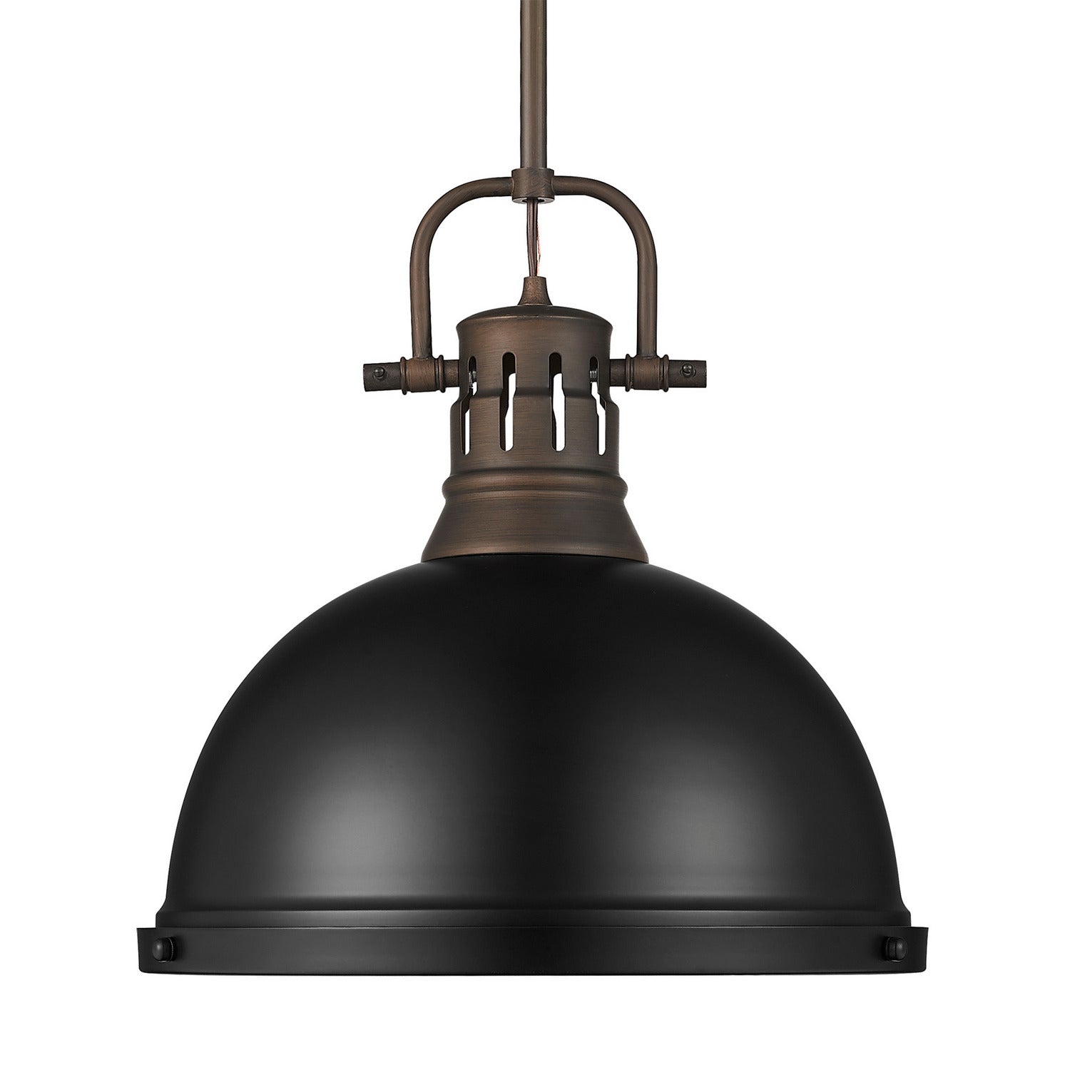 Golden - 3604-L RBZ-BLK - One Light Pendant - Duncan - Rubbed Bronze