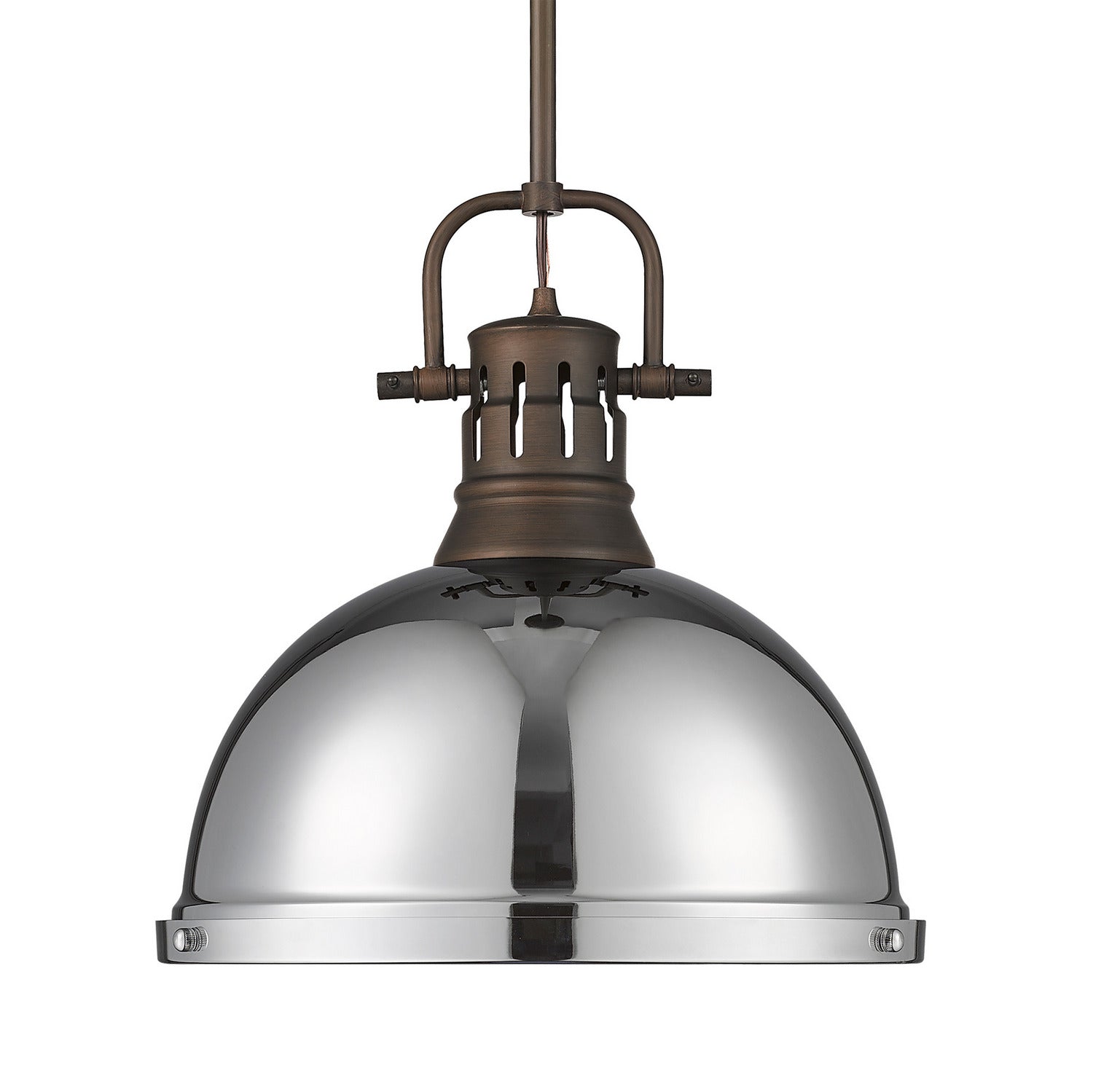 Golden - 3604-L RBZ-CH - One Light Pendant - Duncan - Rubbed Bronze