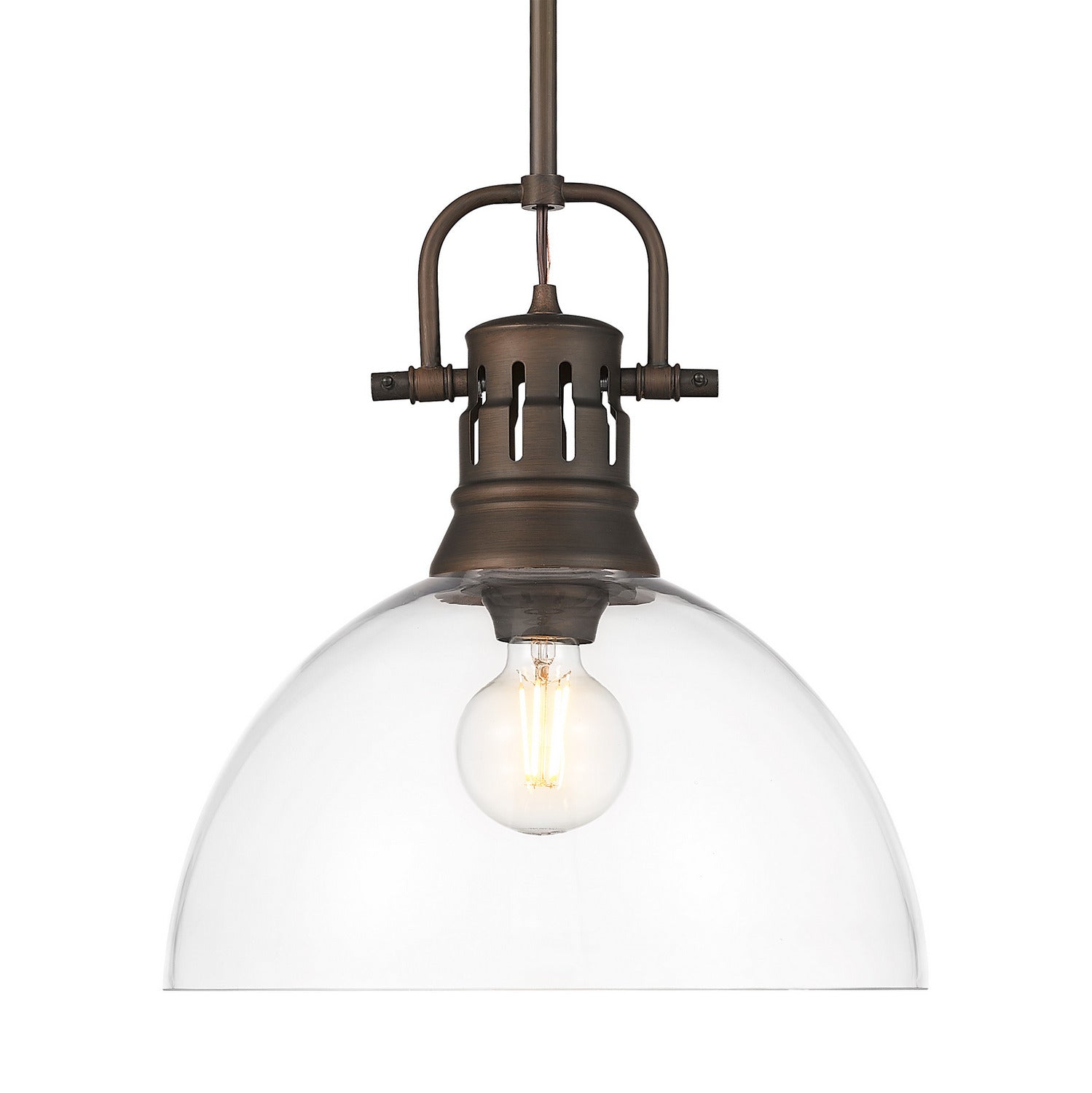 Golden - 3604-L RBZ-CLR - One Light Pendant - Duncan - Rubbed Bronze