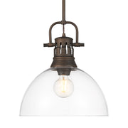 Golden - 3604-L RBZ-CLR - One Light Pendant - Duncan - Rubbed Bronze