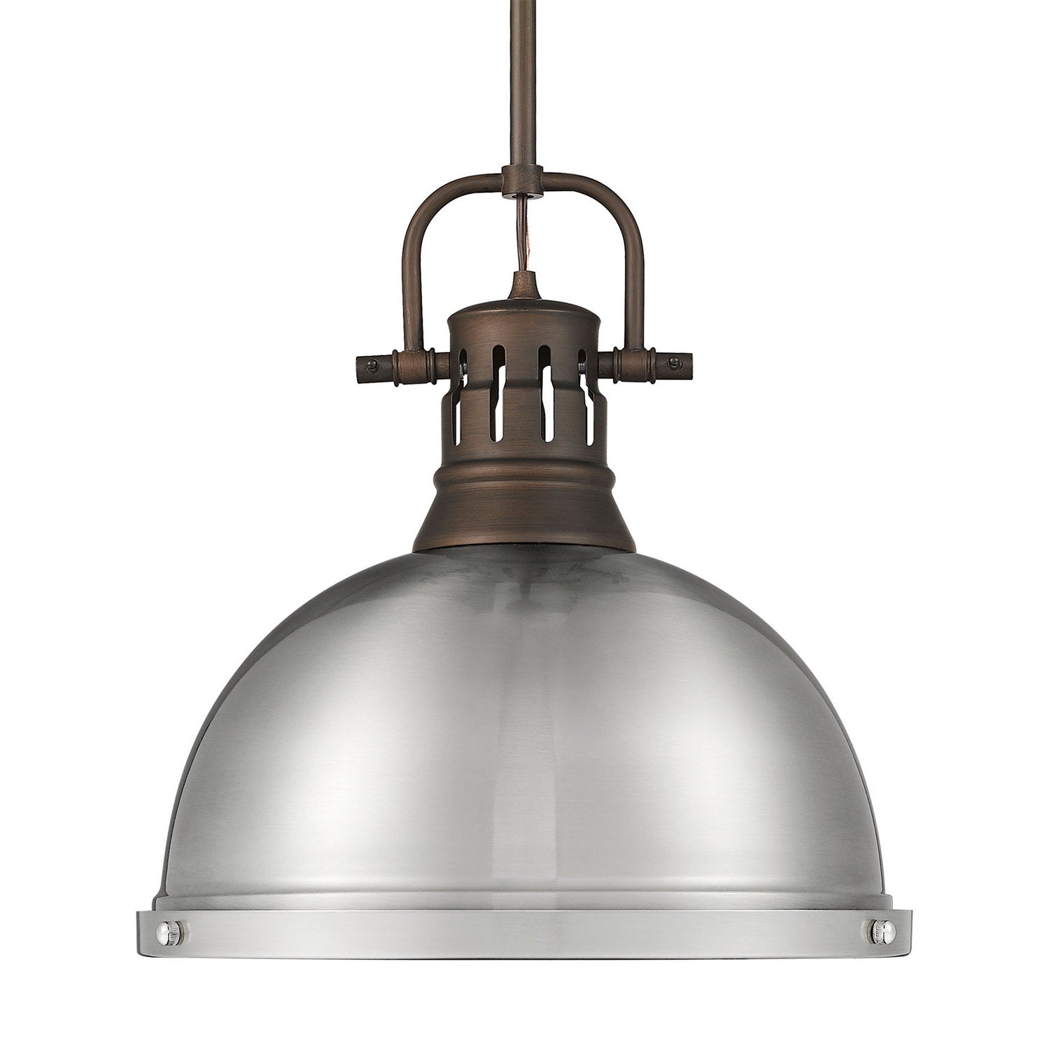 Golden - 3604-L RBZ-PW - One Light Pendant - Duncan - Rubbed Bronze