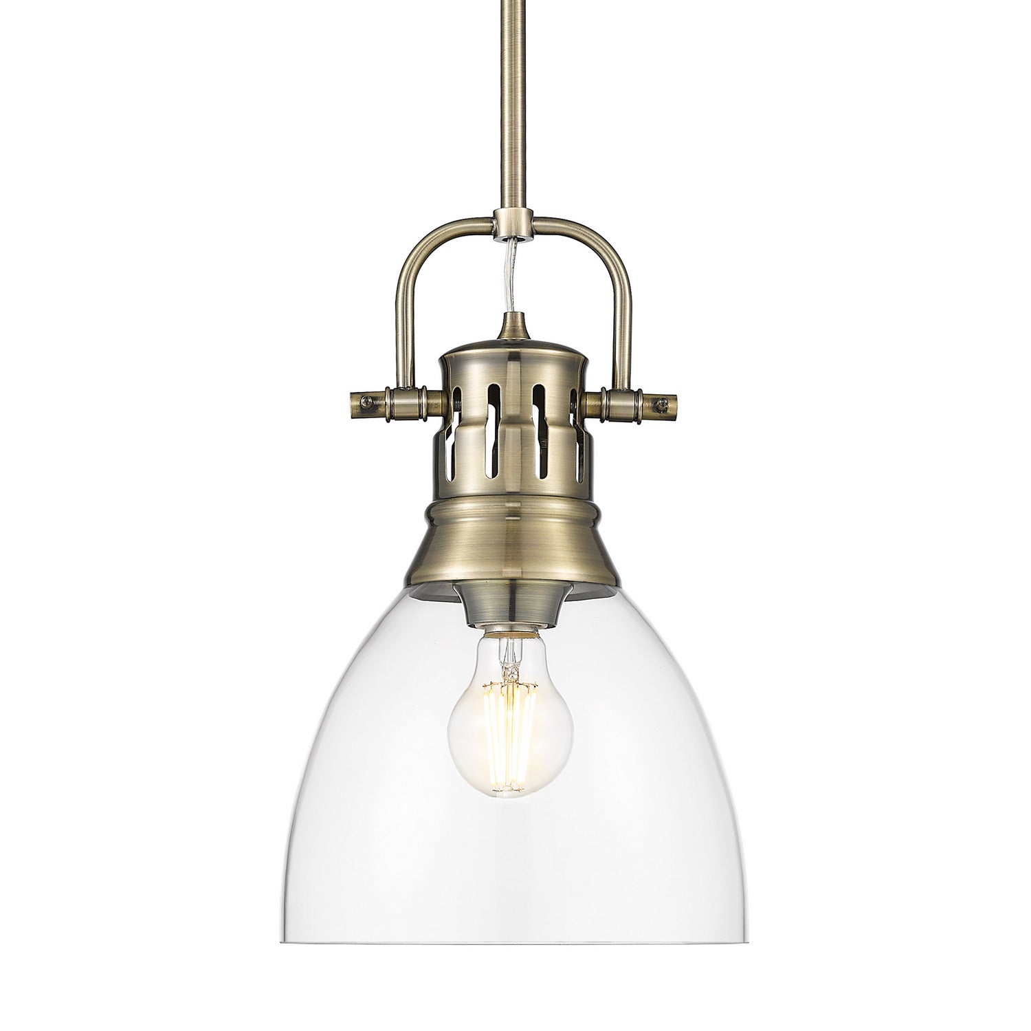 Golden - 3604-S AB-CLR - One Light Pendant - Duncan - Aged Brass