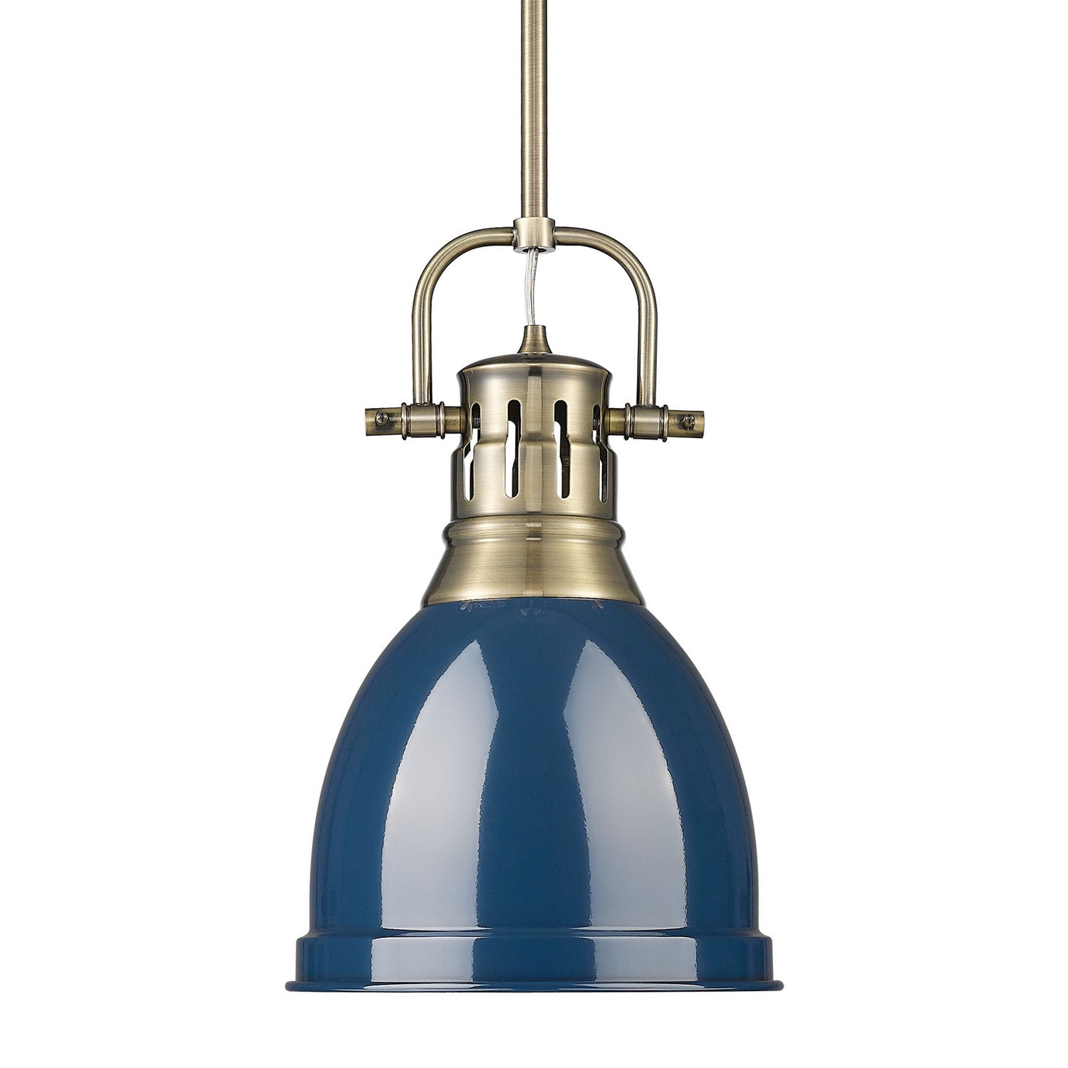Golden - 3604-S AB-NVY - One Light Pendant - Duncan - Aged Brass