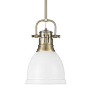 Golden - 3604-S AB-WHT - One Light Pendant - Duncan - Aged Brass