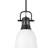 Golden - 3604-S BLK-WHT - One Light Pendant - Duncan - Matte Black