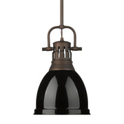 Golden - 3604-S RBZ-BK - One Light Pendant - Duncan - Rubbed Bronze