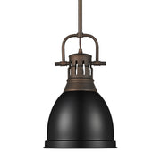 Golden - 3604-S RBZ-BLK - One Light Pendant - Duncan - Rubbed Bronze