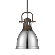 Golden - 3604-S RBZ-CH - One Light Pendant - Duncan - Rubbed Bronze