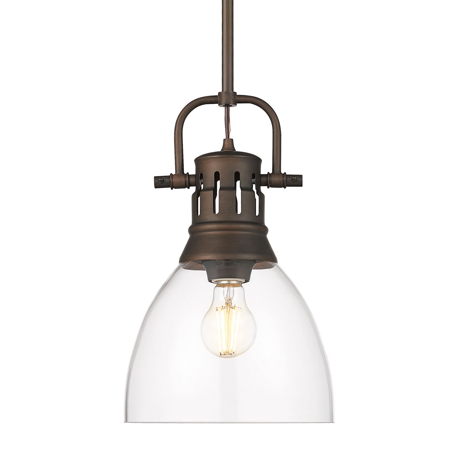 Golden - 3604-S RBZ-CLR - One Light Pendant - Duncan - Rubbed Bronze