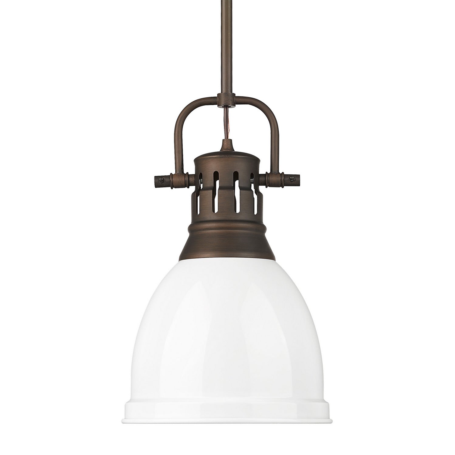 Golden - 3604-S RBZ-WH - One Light Pendant - Duncan - Rubbed Bronze