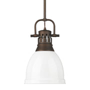 Golden - 3604-S RBZ-WH - One Light Pendant - Duncan - Rubbed Bronze