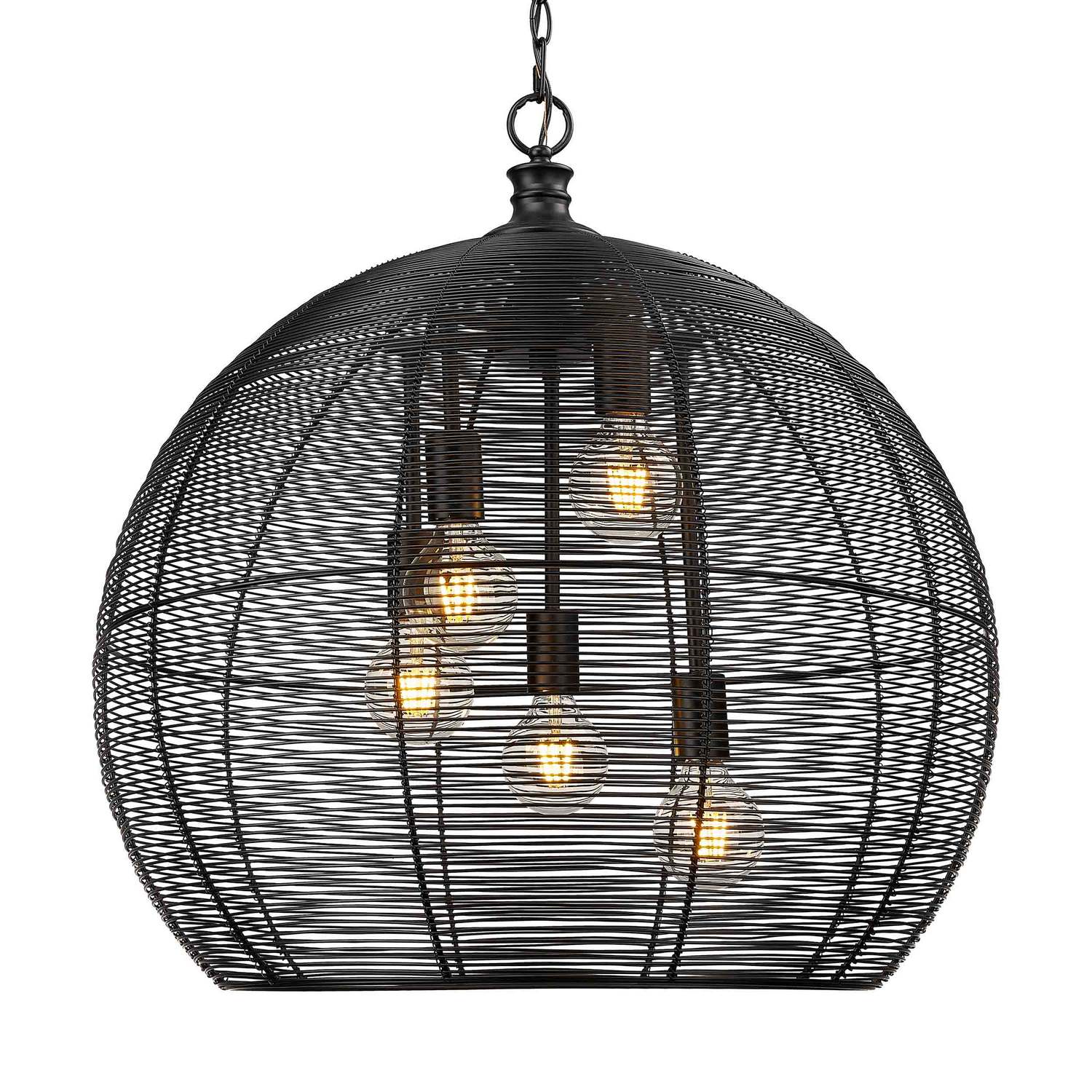 Golden - 6802-L BLK - Five Light Pendant - Calypso - Matte Black