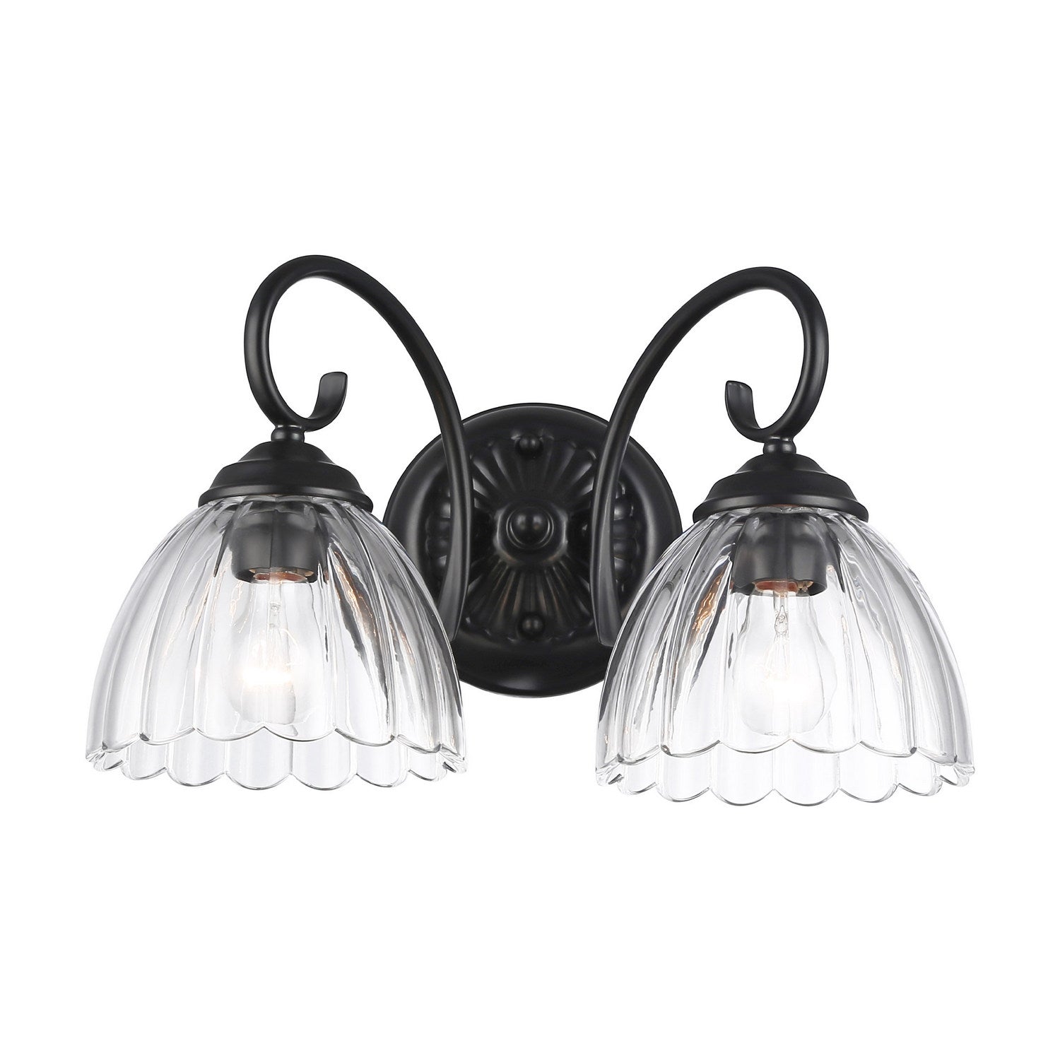 Golden - 6952-BA2 BLK-CLR - Two Light Vanity - Audra - Matte Black