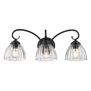Golden - 6952-BA3 BLK-CLR - Three Light Vanity - Audra - Matte Black