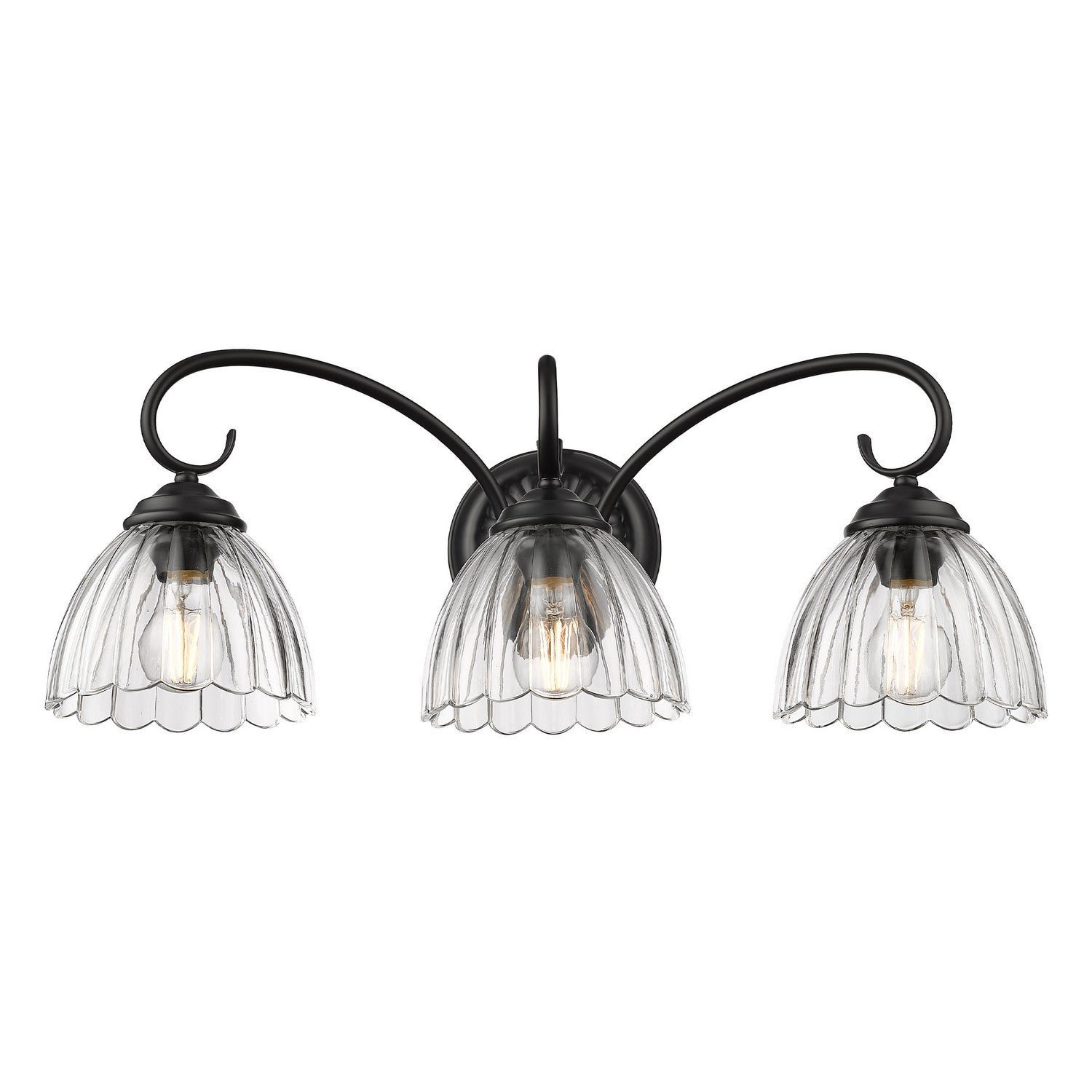 Golden - 6952-BA3 BLK-CLR - Three Light Vanity - Audra - Matte Black