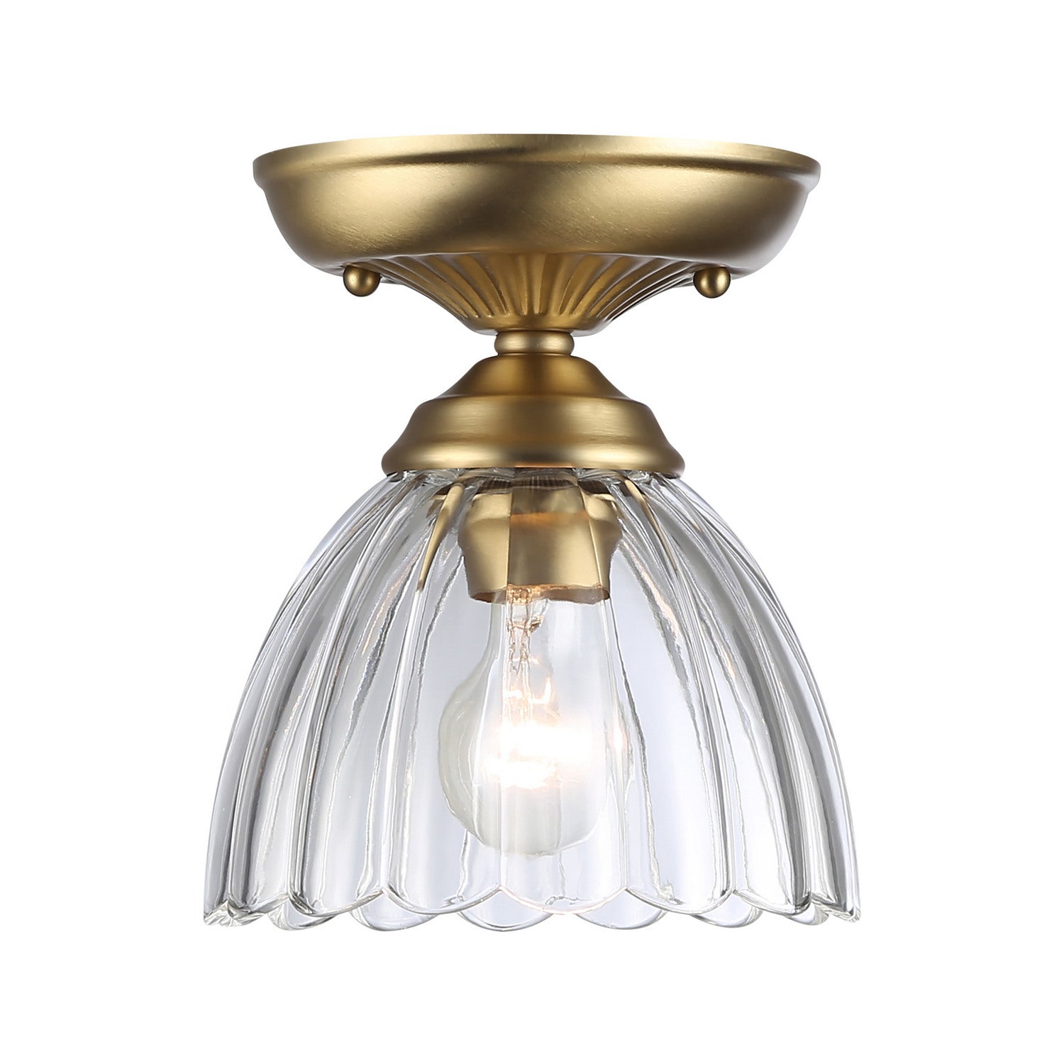 Golden - 6952-SF7 BCB-CLR - One Light Semi-Flush Mount - Audra - Brushed Champagne Brass
