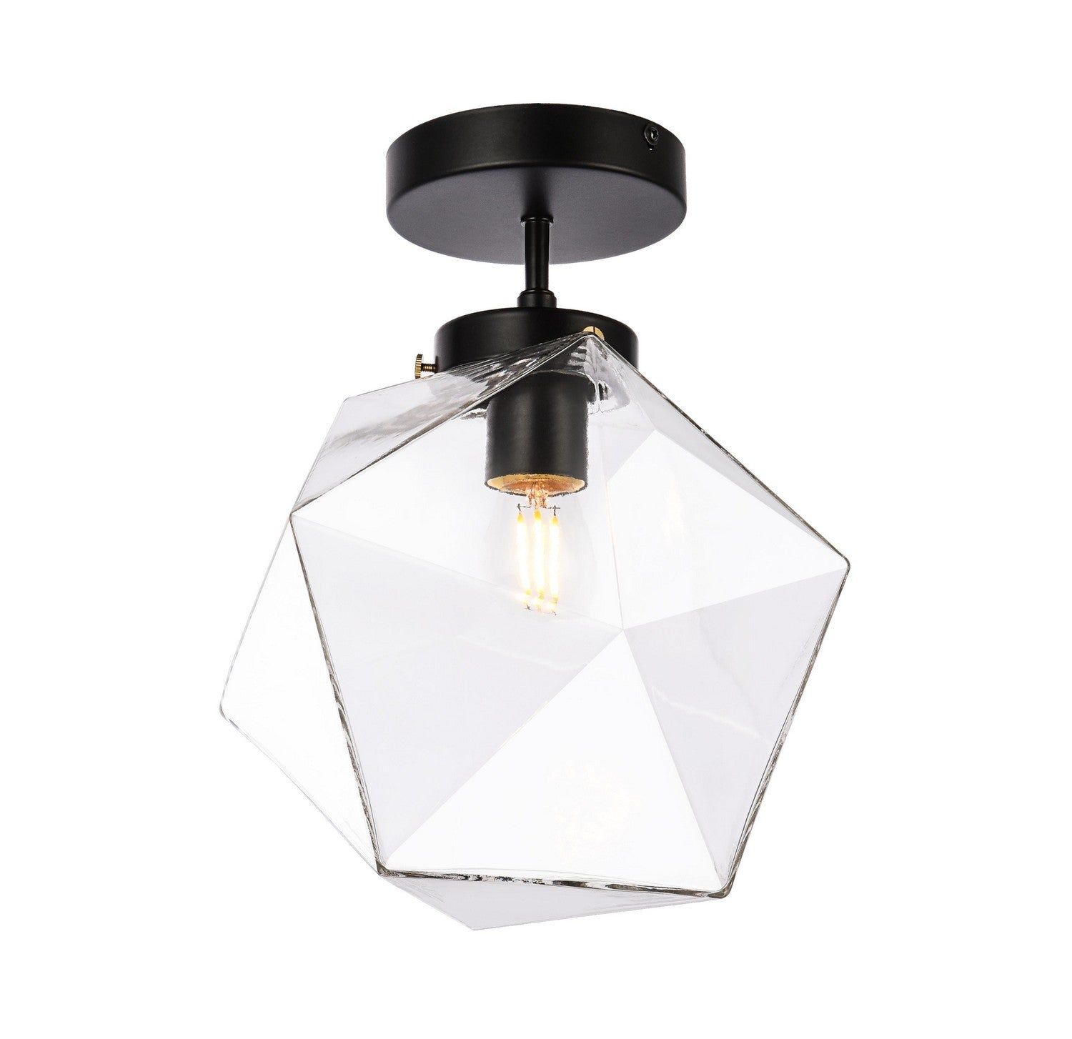Elegant Lighting - LD2346BK - One Light Flush Mount - Lawrence - Black and Clear