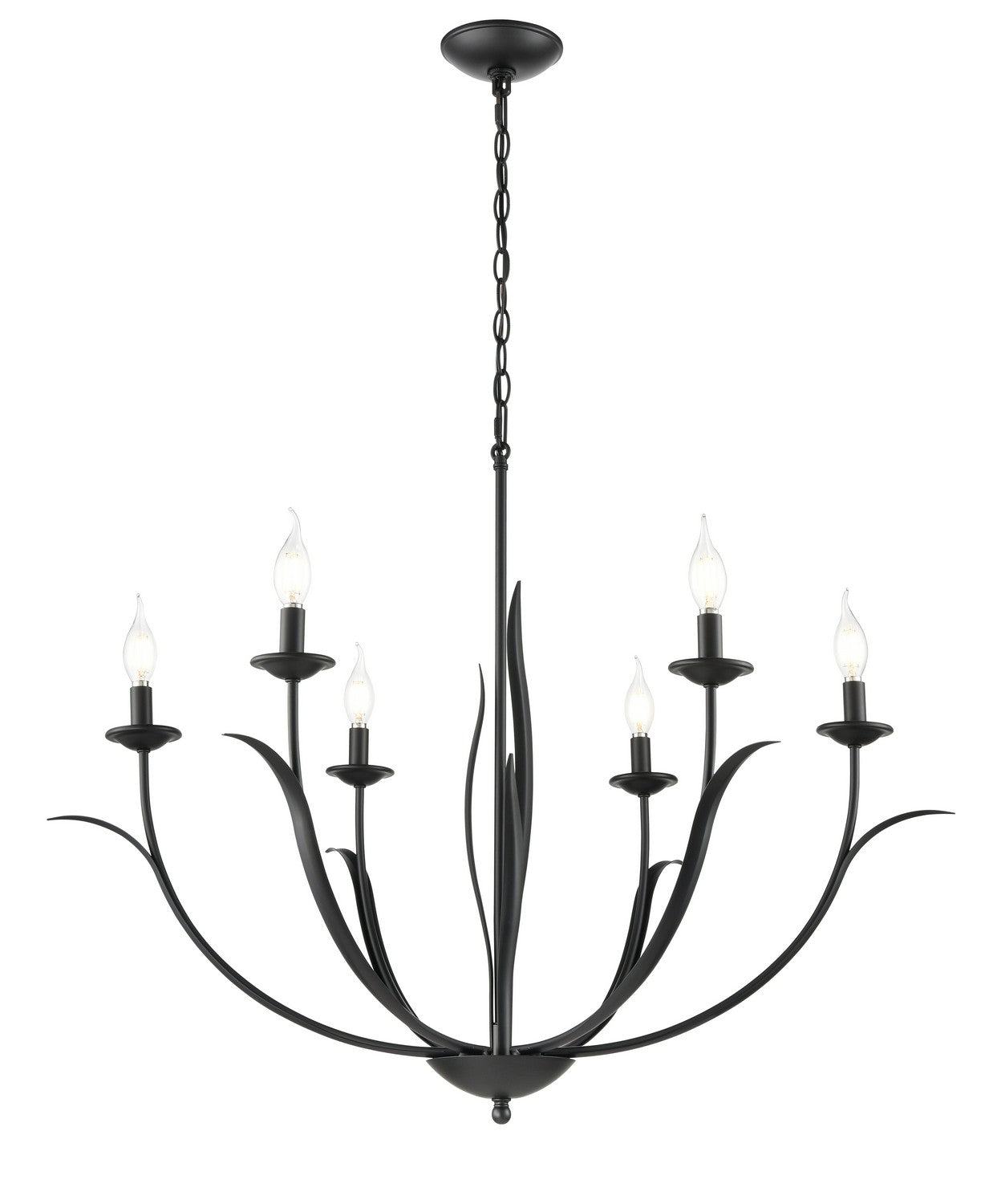 Millennium - 44106-MB - Six Light Chandelier - Charlize - Matte Black