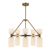Alora - CH442626BGGR - Ten Light Chandelier - Nelly - Brushed Gold/Glossy Ribbed Opal Glass