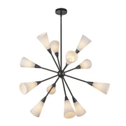 Alora - CH462039MBGR - 12 Light Chandelier - Cosmo - Matte Black/Glossy Ribbed Opal Glass