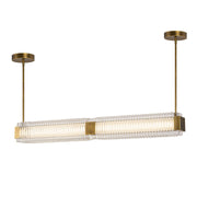 Alora - LP374247VBCR-UNV - LED Linear Pendant - Alai - Vintage Brass/Ribbed Glass