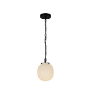 Alora - PD579107MBGR - One Light Pendant - Cherise - Matte Black/Glossy Ribbed Opal Glass