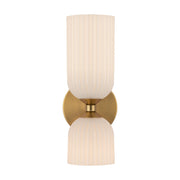 Alora - WV442612BGGR - Two Light Vanity - Nelly - Brushed Gold/Glossy Ribbed Opal Glass