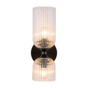 Alora - WV442612MBCR - Two Light Vanity - Nelly - Matte Black/Clear Ribbed Glass