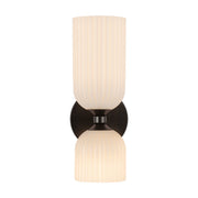 Alora - WV442612MBGR - Two Light Vanity - Nelly - Matte Black/Glossy Ribbed Opal Glass