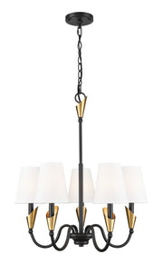 Z-Lite - 4014-24MB-MGLD - Five Light Chandelier - Claudelle - Matte Black + Modern Gold