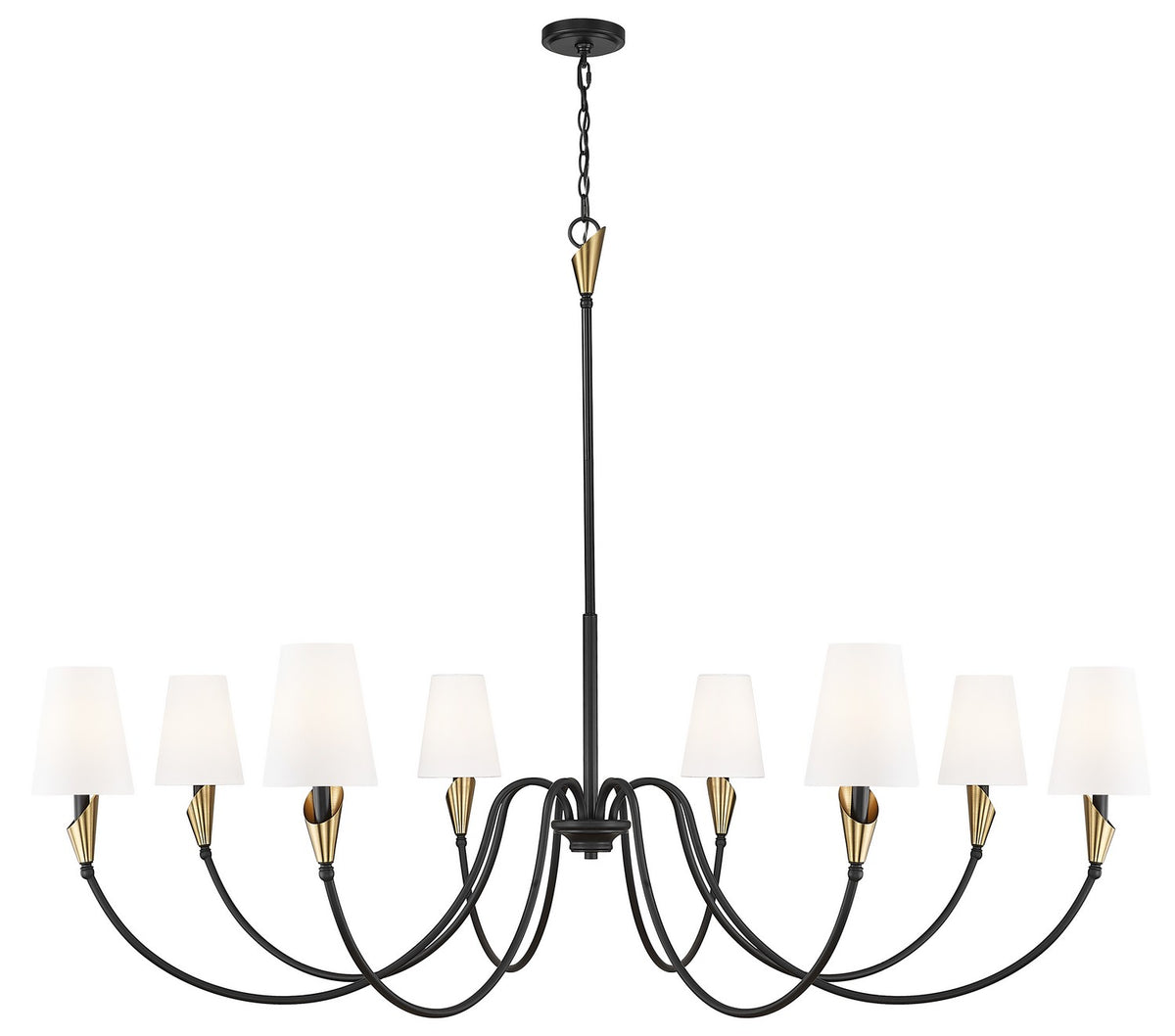Z-Lite - 4014-65MB-MGLD - Eight Light Chandelier - Claudelle - Matte Black + Modern Gold