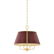 Hudson Valley - MDS120-AGB/CRN - Four Light Chandelier - Cambridge - Aged Brass/Soft Crimson