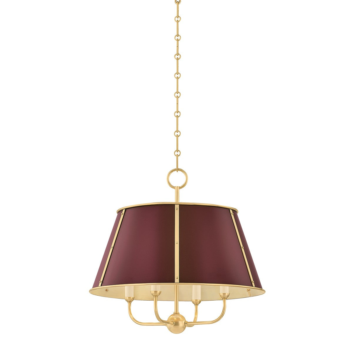 Hudson Valley - MDS120-AGB/CRN - Four Light Chandelier - Cambridge - Aged Brass/Soft Crimson