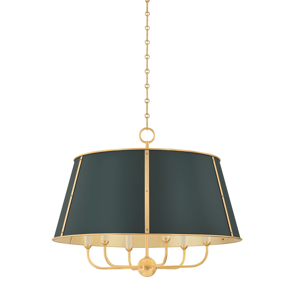 Hudson Valley - MDS121-AGB/SSG - Six Light Chandelier - Cambridge - Aged Brass/Soft Studio Green