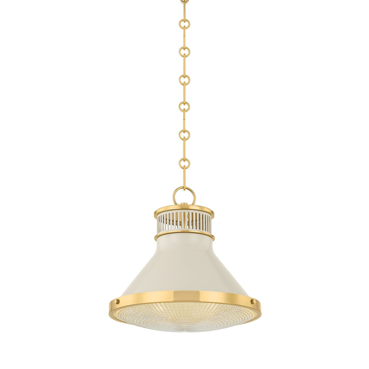 Hudson Valley - MDS2404-AGB/OW - One Light Pendant - Highclere - Aged Brass/Off-White