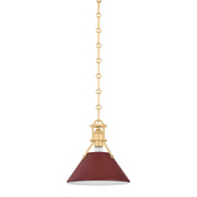 Hudson Valley - MDS351-AGB/CRN - One Light Pendant - Painted No. 2 - Aged Brass/Soft Crimson