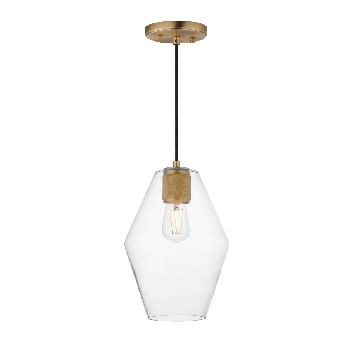 Maxim - 21335CLNAB - One Light Mini Pendant - Geode - Natural Aged Brass