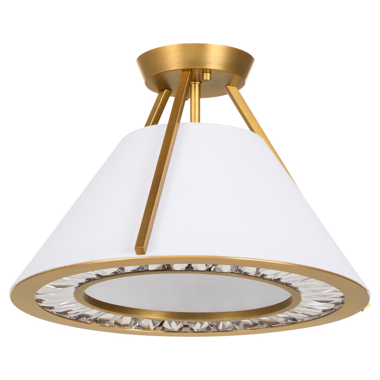 Quorum - 2382-3-47 - Three Light Semi-Flush Mount - Gorham - Brushed Brass|Clear|White