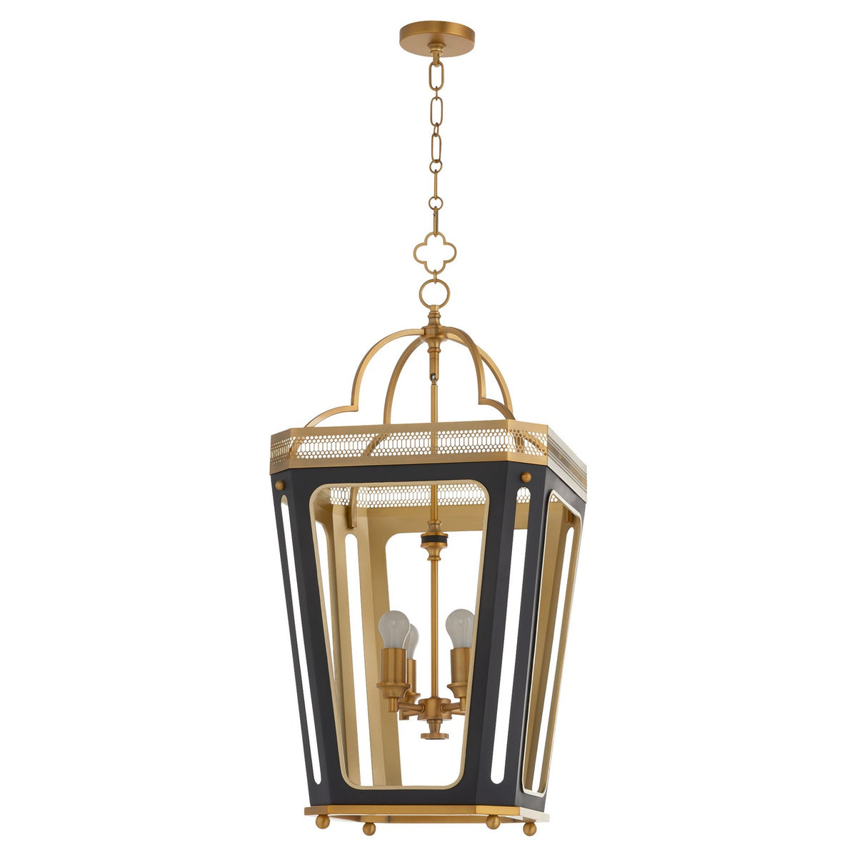 Quorum - 840-4-5947 - Four Light Pendant - Loire - Matte Black|Brushed Brass