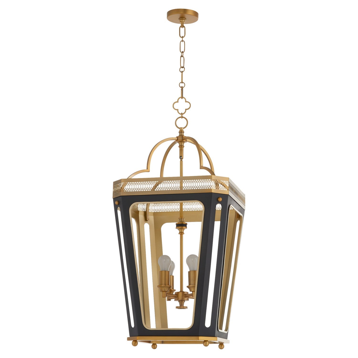 Quorum - 840-4-5947 - Four Light Pendant - Loire - Matte Black|Brushed Brass