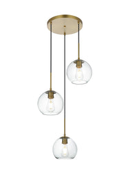 Elegant Lighting - LD2208SG - Three Light Flush Mount - Baxter - Satin Gold and Clear